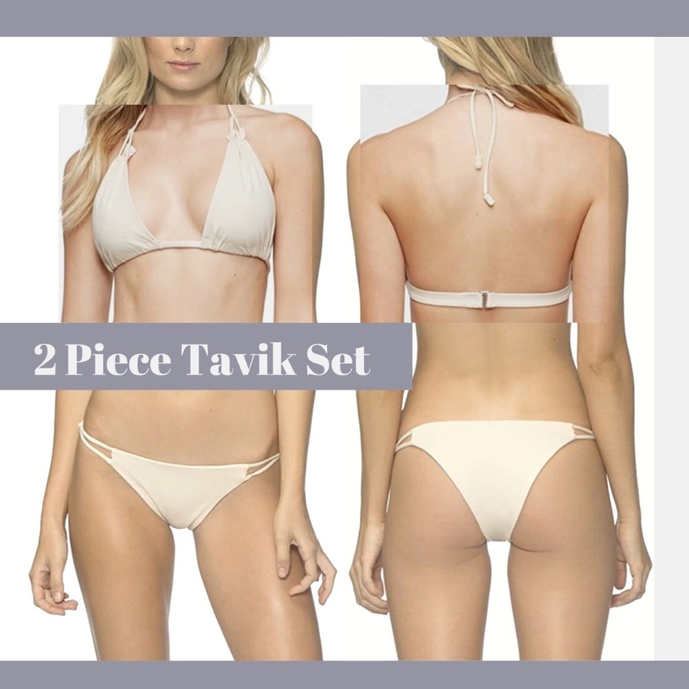 NEW Tavik [ Medium ] Lily Triangle Top + Asher Bikini Bottom‎ in Tapioca